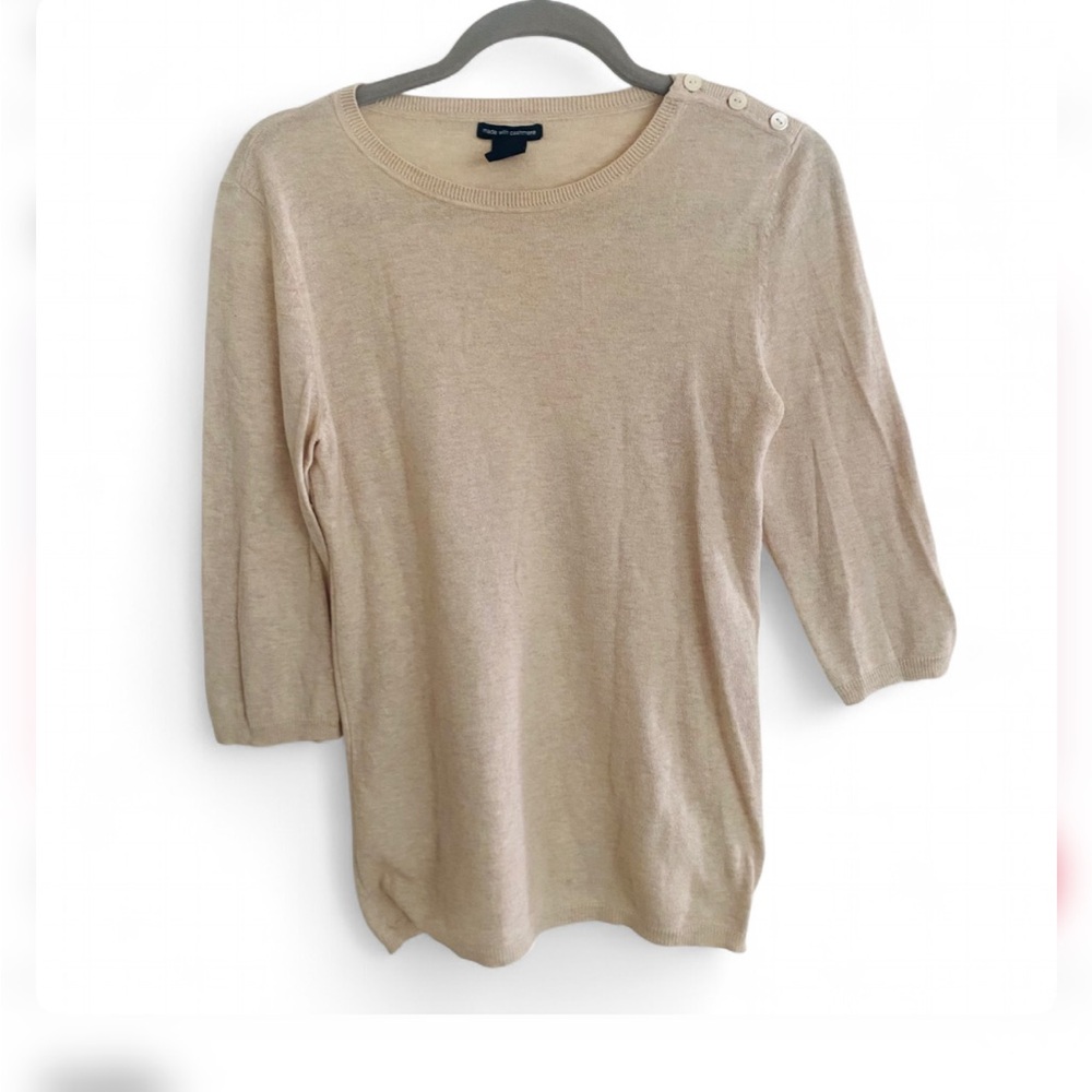 GAP CREAM CASHMERE COTTON BLEND CREWNECK SWEATER SIZE MEDIUM